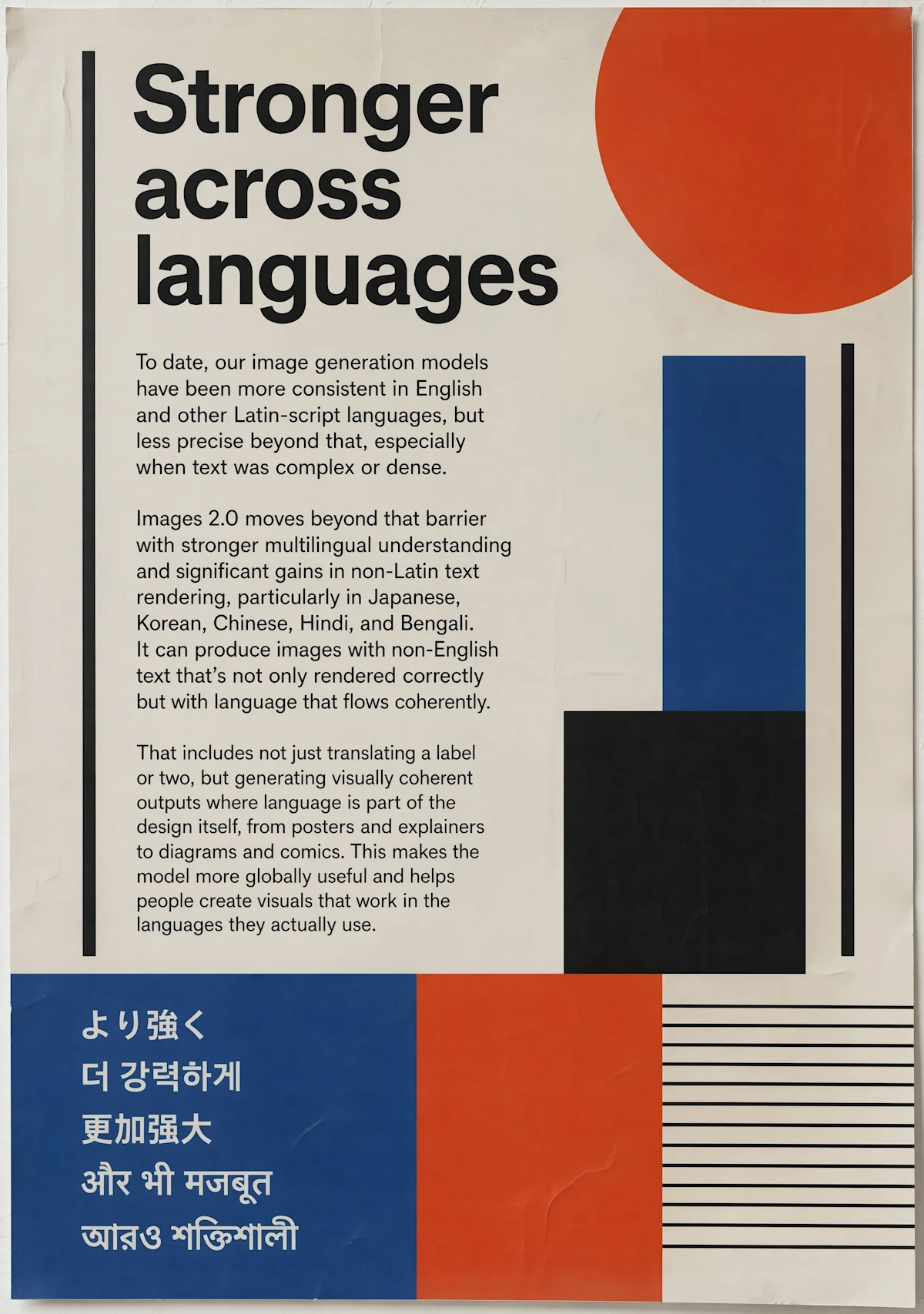 Typography poster generated with ChatGPT Images 2.0 showing multilingual text rendering in Japanese, Arabic, Korean, Chinese, Cyrillic, Greek and Latin scripts